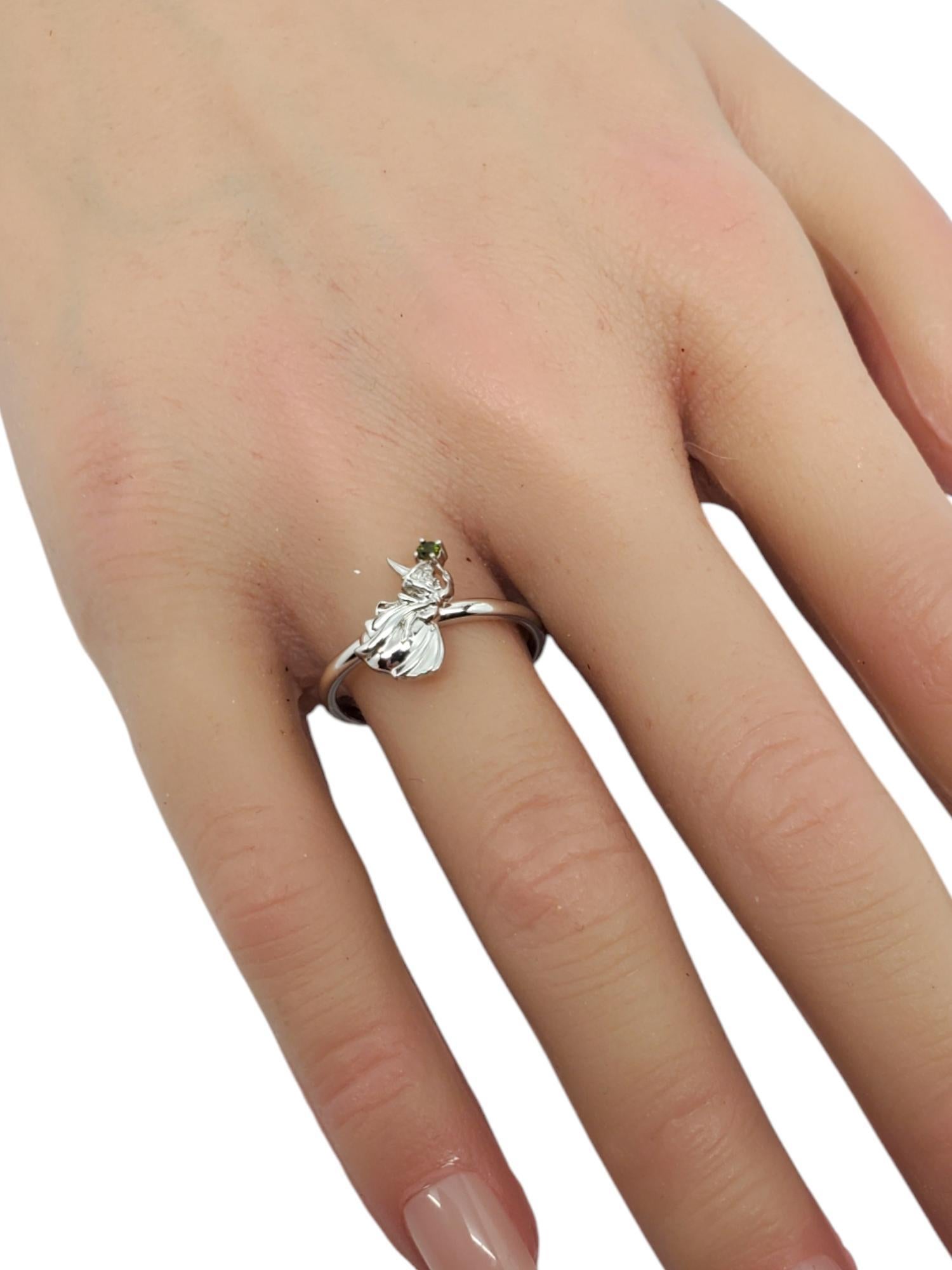 Disney Sterling Silver Green Tourmaline Cinderella Fairy Godmother Ring #20594 For Sale 2