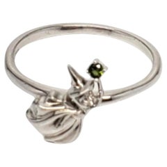 Vintage Disney Sterling Silver Green Tourmaline Cinderella Fairy Godmother Ring #20594