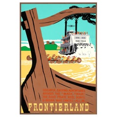 Disneyland - Frontierland "Mark Twain" Walnut Frame Poster, 1955