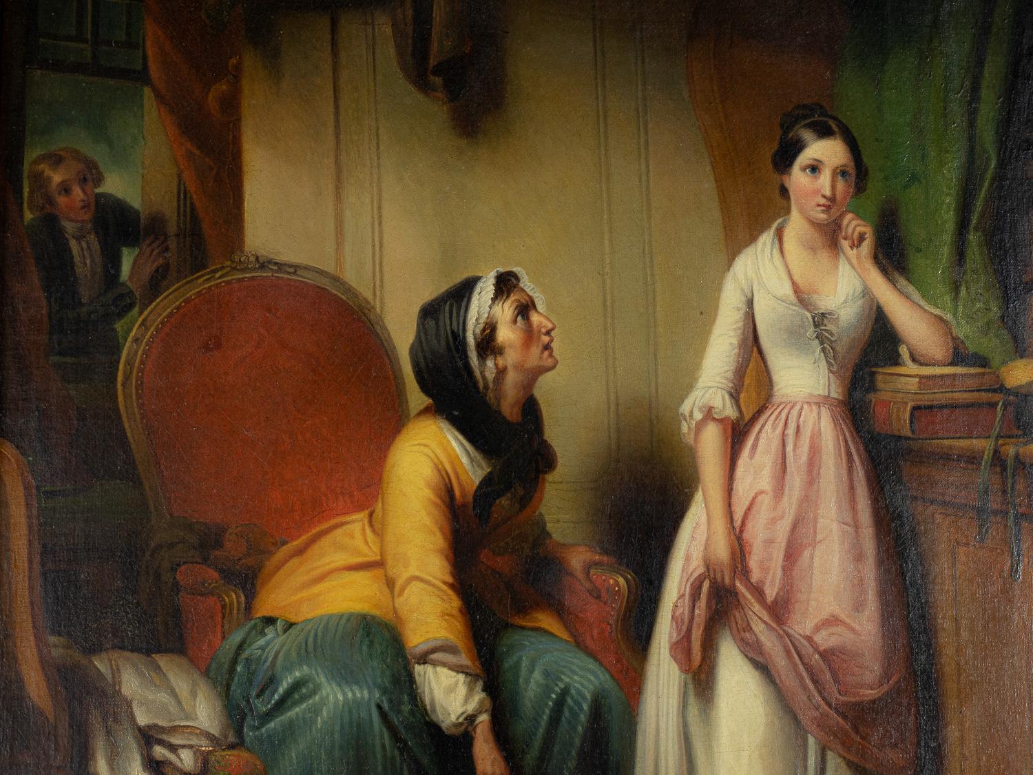 Art Deco «Disobedient Daughter» Painting By Paul Emile Destouches (1794-1874) For Sale