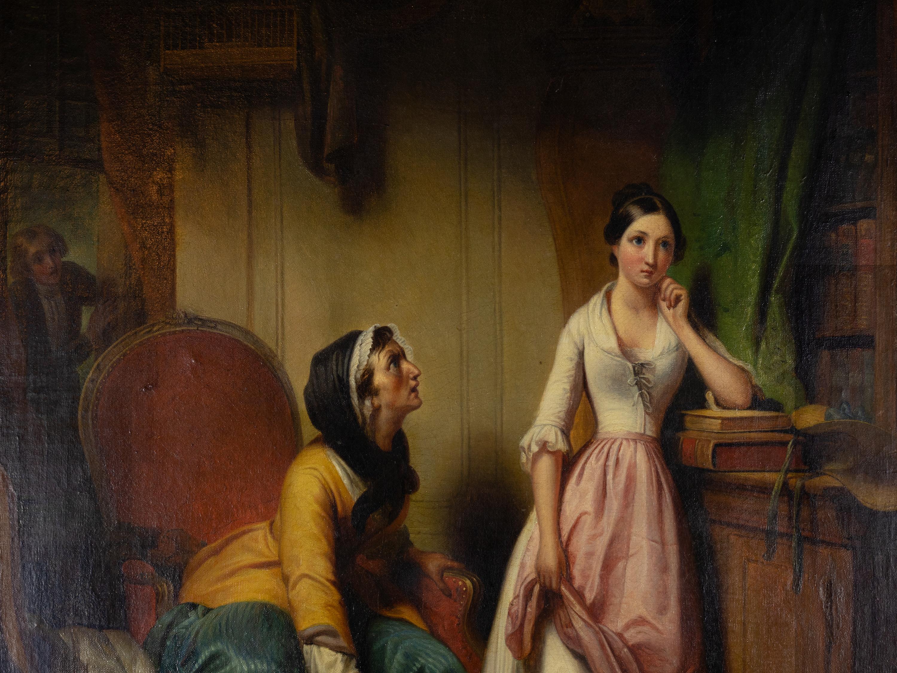 French «Disobedient Daughter» Painting By Paul Emile Destouches (1794-1874) For Sale