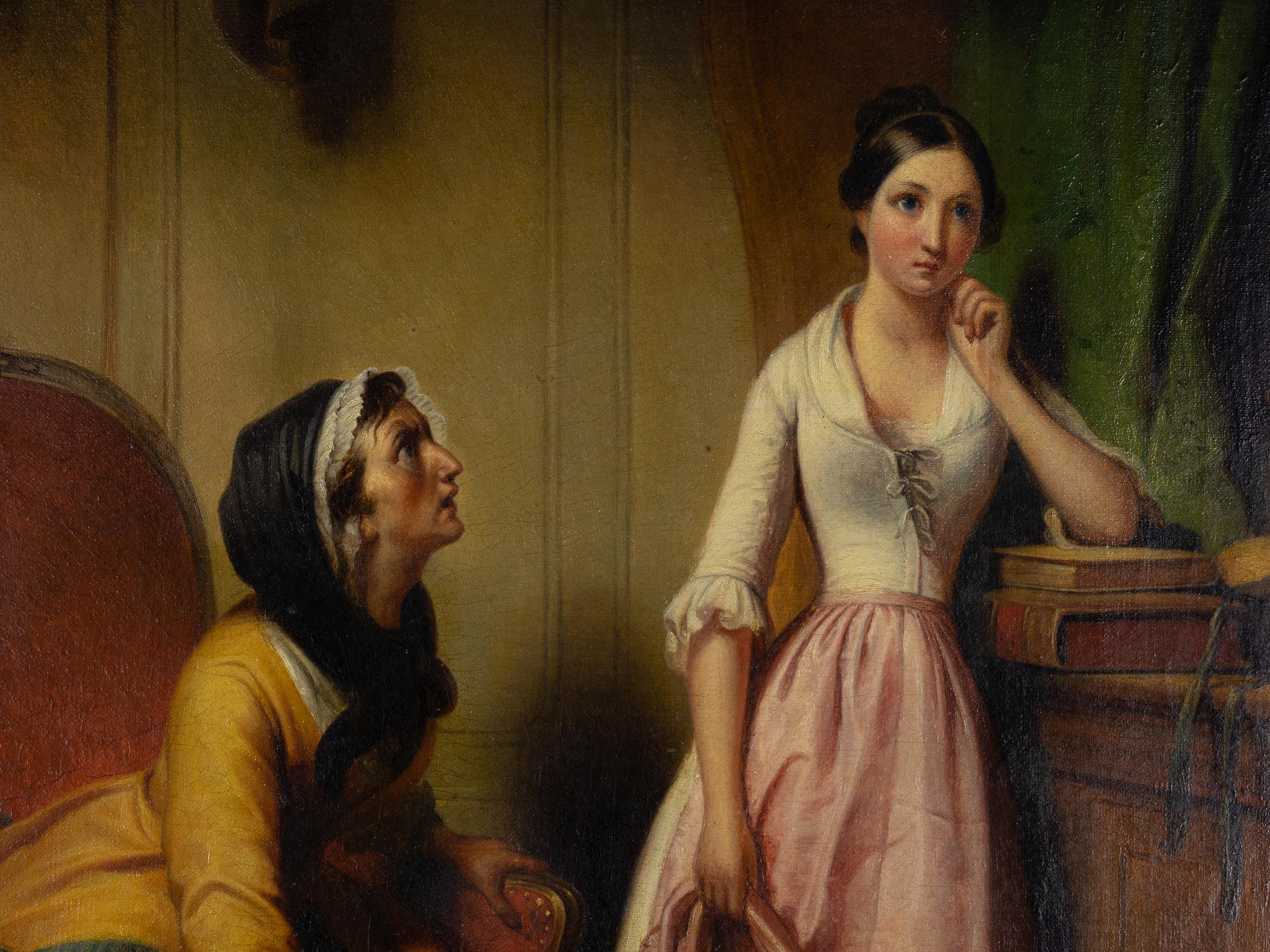 «Disobedient Daughter» Painting By Paul Emile Destouches (1794-1874) In Fair Condition For Sale In Lisbon, PT