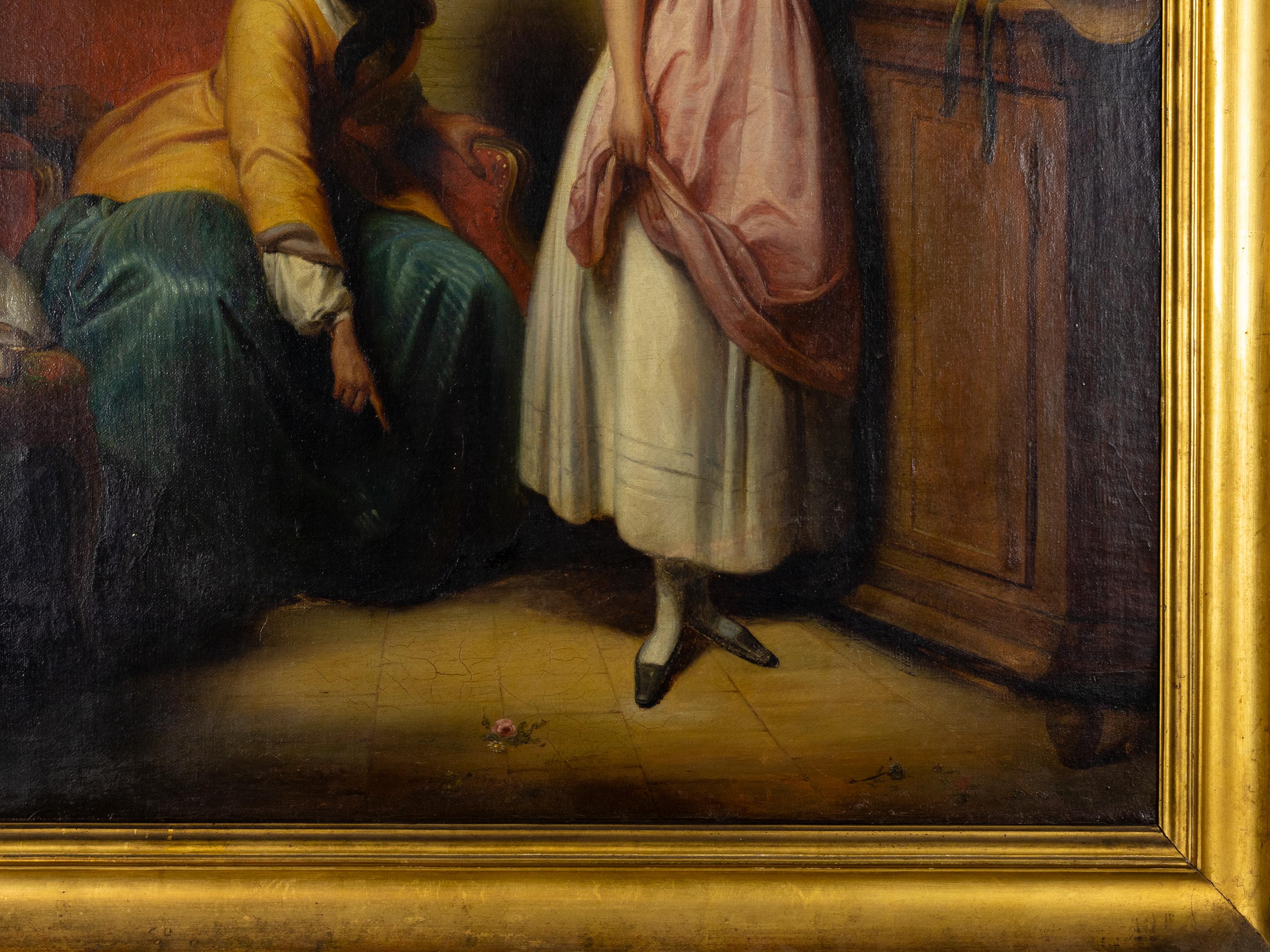 Canvas «Disobedient Daughter» Painting By Paul Emile Destouches (1794-1874) For Sale