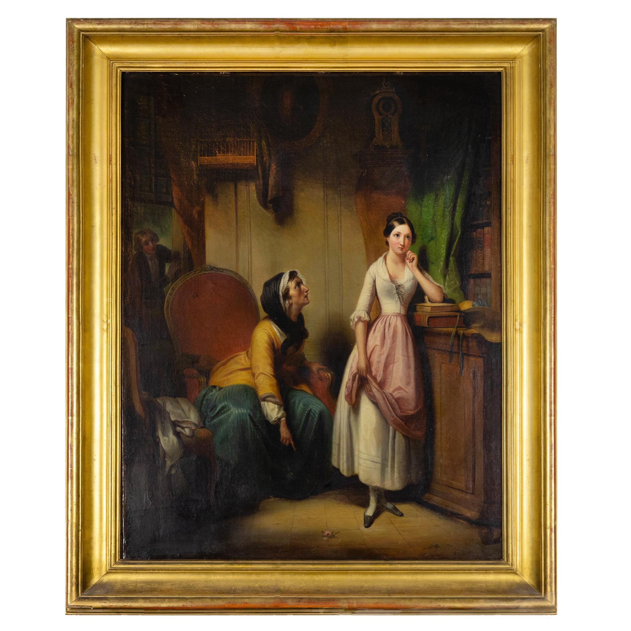 Gemälde "Die ungehorsame Tochter" von Paul Emile Destouches (1794-1874) im Angebot