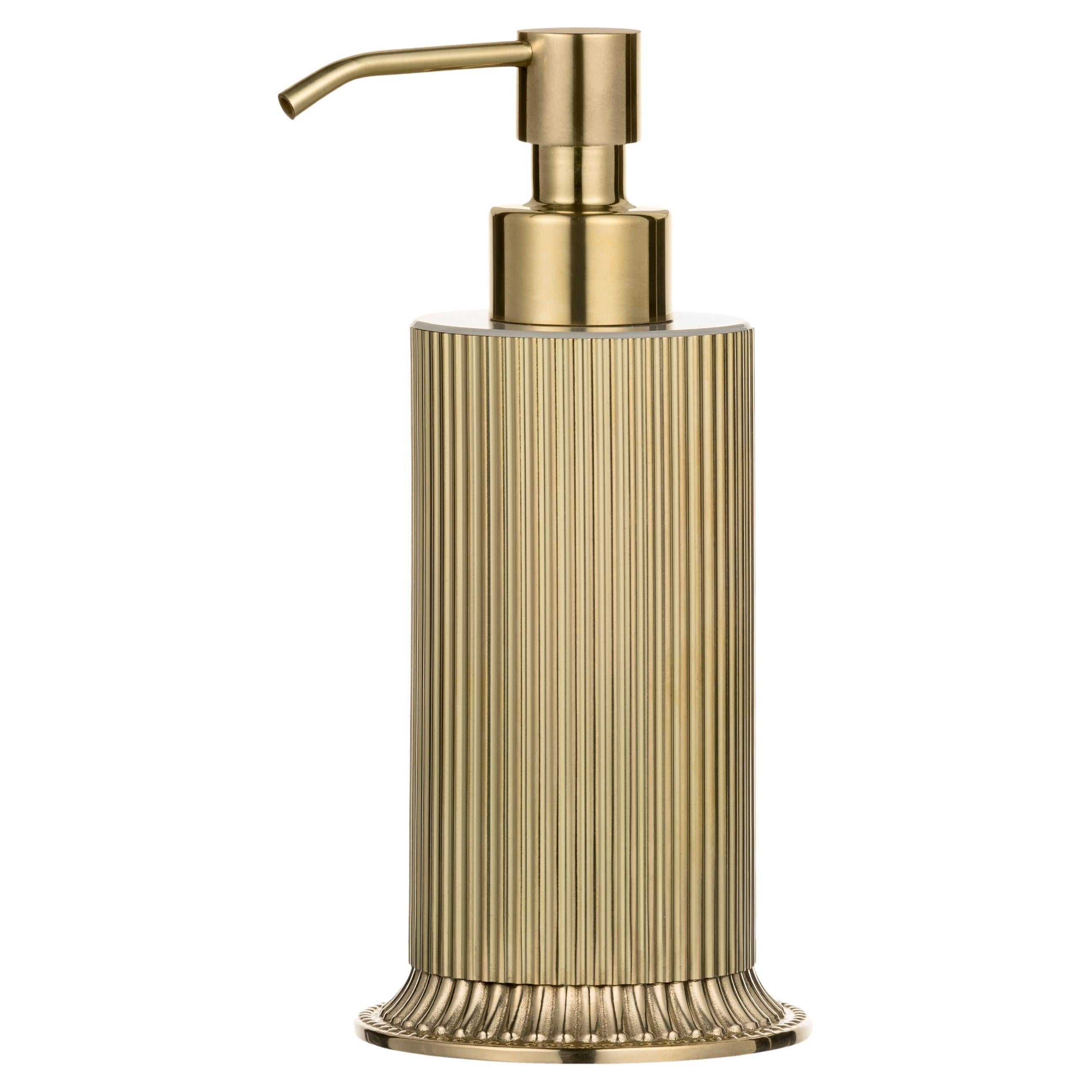 Striped brass soap dispenser For Sale