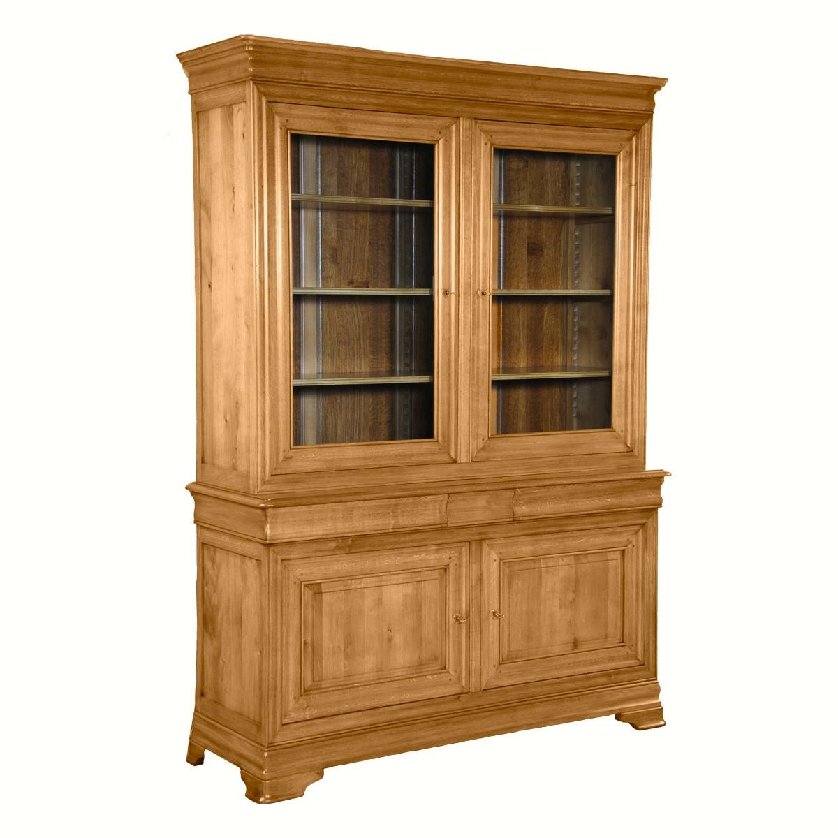 Display 2-door 2-body bookcase, French Louis-Philippe style in solid oak For Sale 4