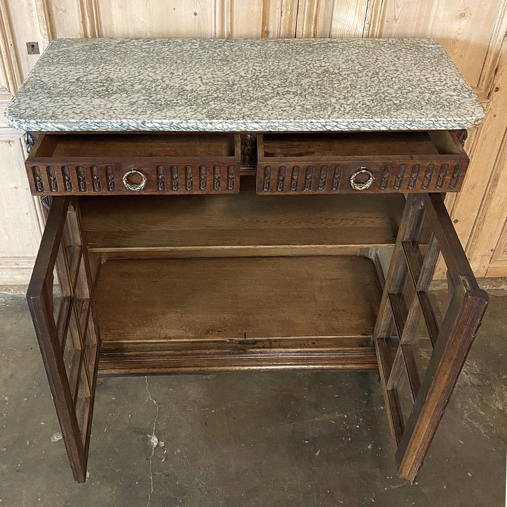 Bronze Display Buffet, 19th Century French Louis XVI Marble Top