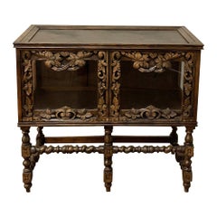 Display Buffet-Cabinet, Antique French Black Forest in Hand Carved Oak