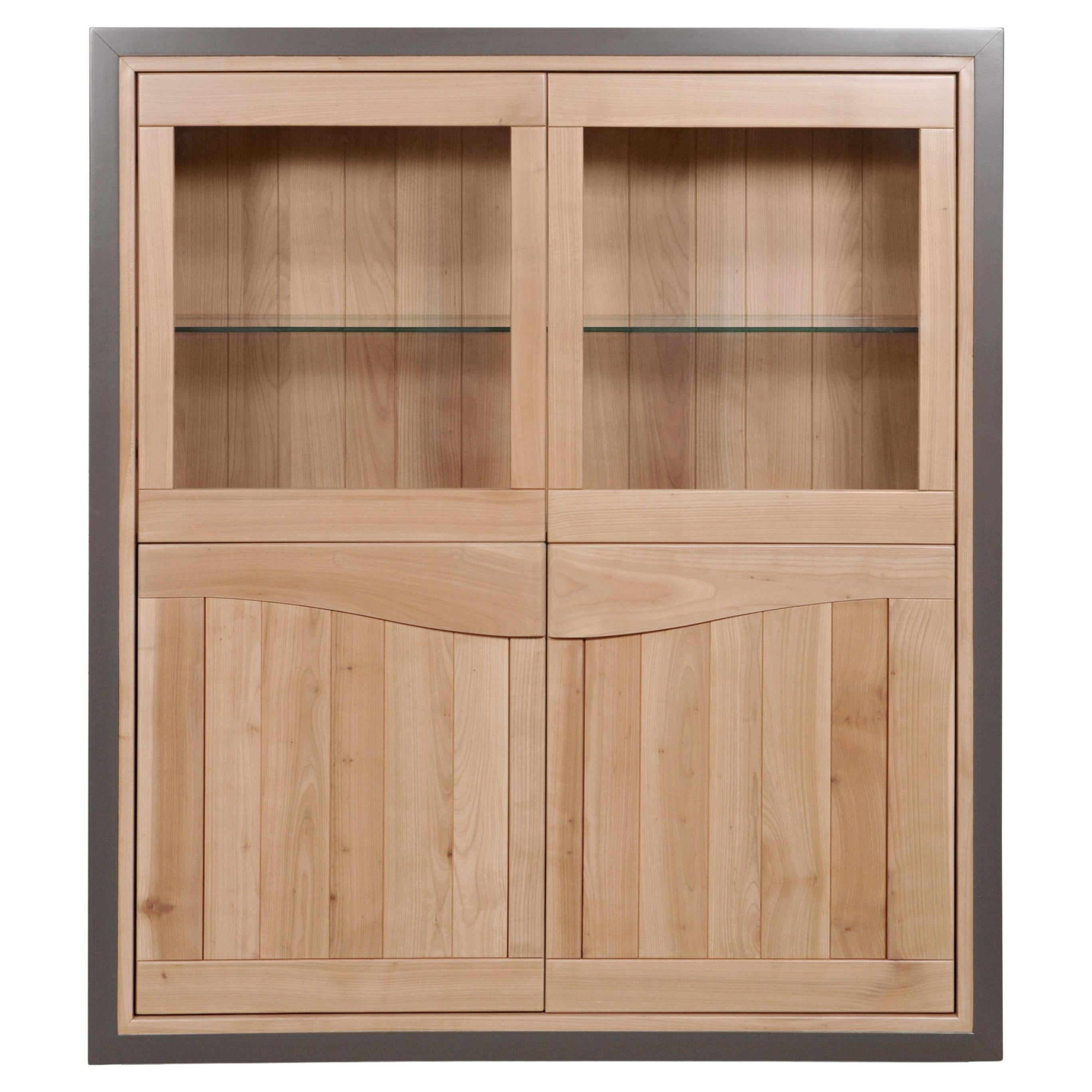Display Cabinet 4 Doors in French Solid Cherry, 100% Made in France