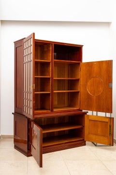 Vitrinenschrank mit Kupferbeschlägen von Georg Klimt ca. 1900 Jugendstilmöbeln