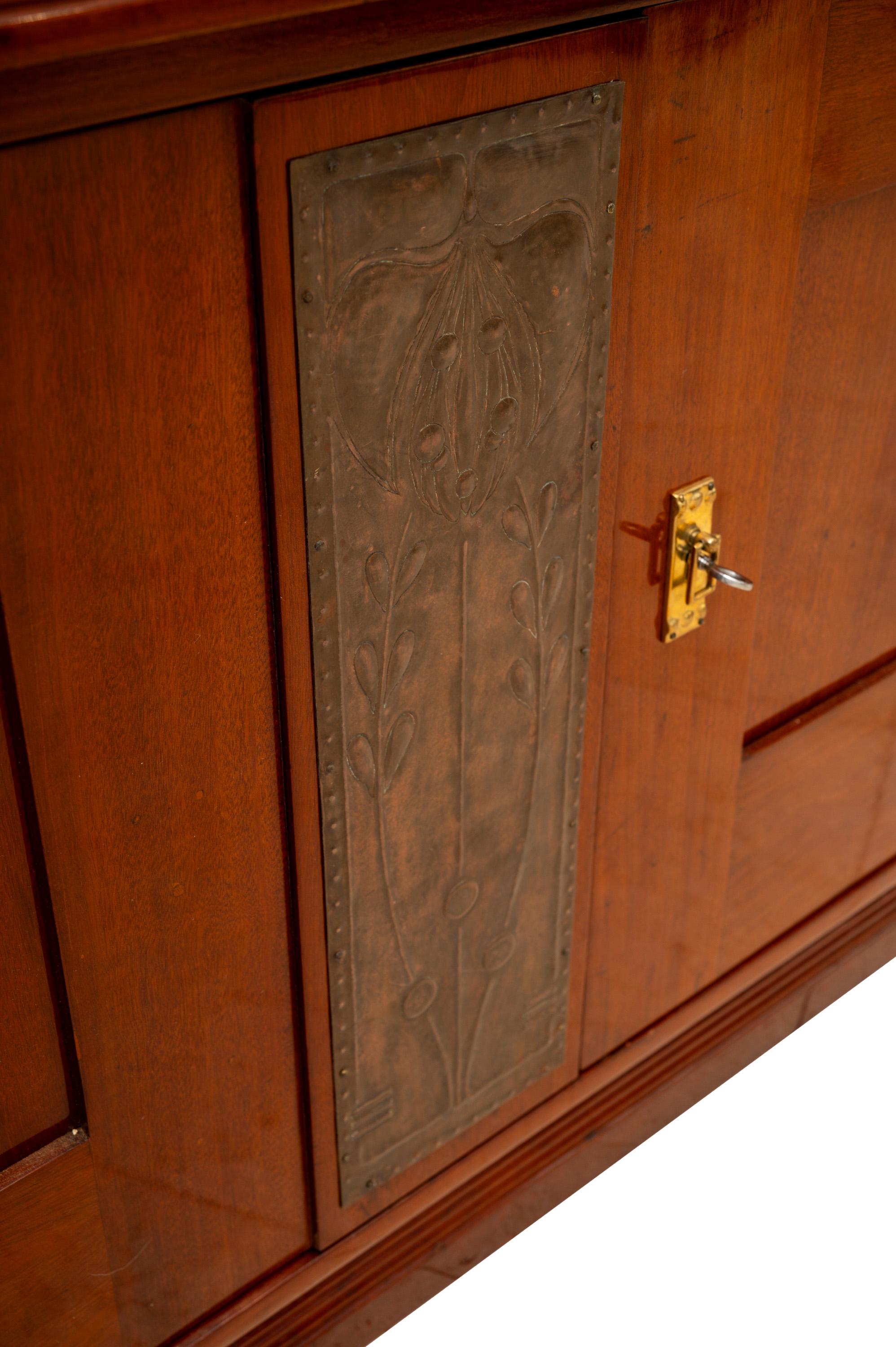 Austrian Display Cabinet Copper Fittings by Georg Klimt ca. 1900 Jugendstil Furniture