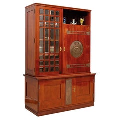 Display Cabinet Copper Fittings by Georg Klimt ca. 1900 Jugendstil Furniture