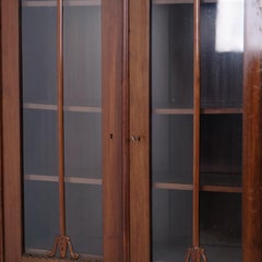 Display Cabinet in Hand-Polished Mahogany with Glass Doors, English Style, 19th