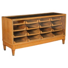 Display Cabinet Oak Glass Vintage, Italy, 1940s-1950s
