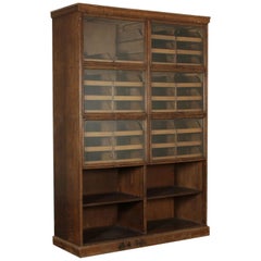 Display Cabinet Oak Veneer Glass Brass Vintage, Italy, 1940s