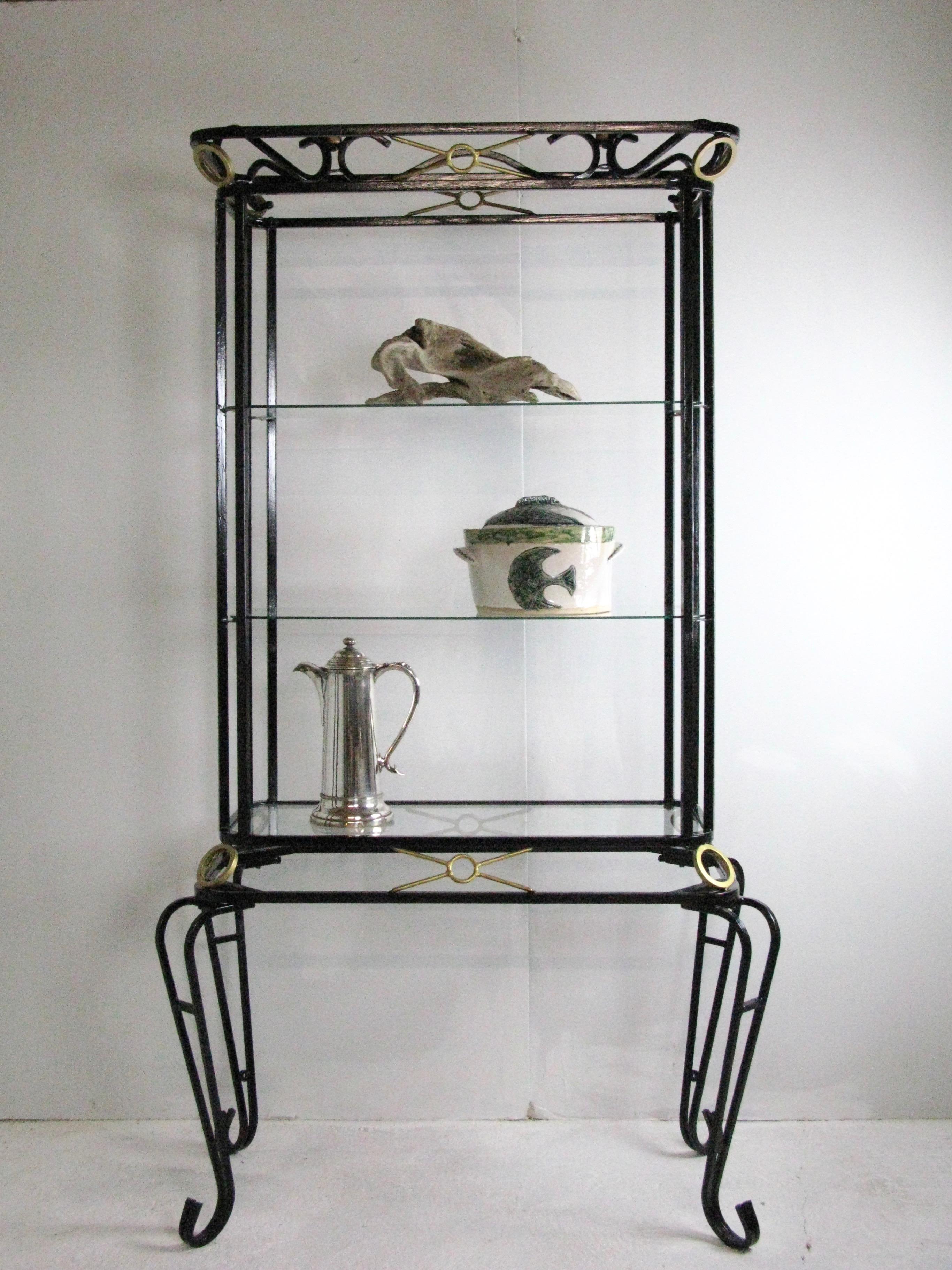 Lovely impressive decorative vintage display cabinet.

With 3 fixed glass shelves
Origin: France
Very nice for display in kitchen, towel rack in bathroom, or for shop or hall display.

Word from the owner
During these uncertain times, we feel