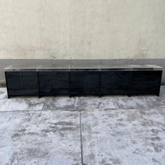 Display Cabinets in Black Lacquered Wood and Top in Acrylic Glass, Italy, 1970s