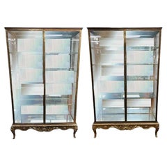 Vintage Display cabinets Vitrines bronze frame 
