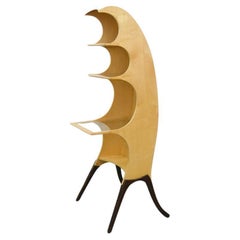 Display furniture unique piece in curved wood, 1980s