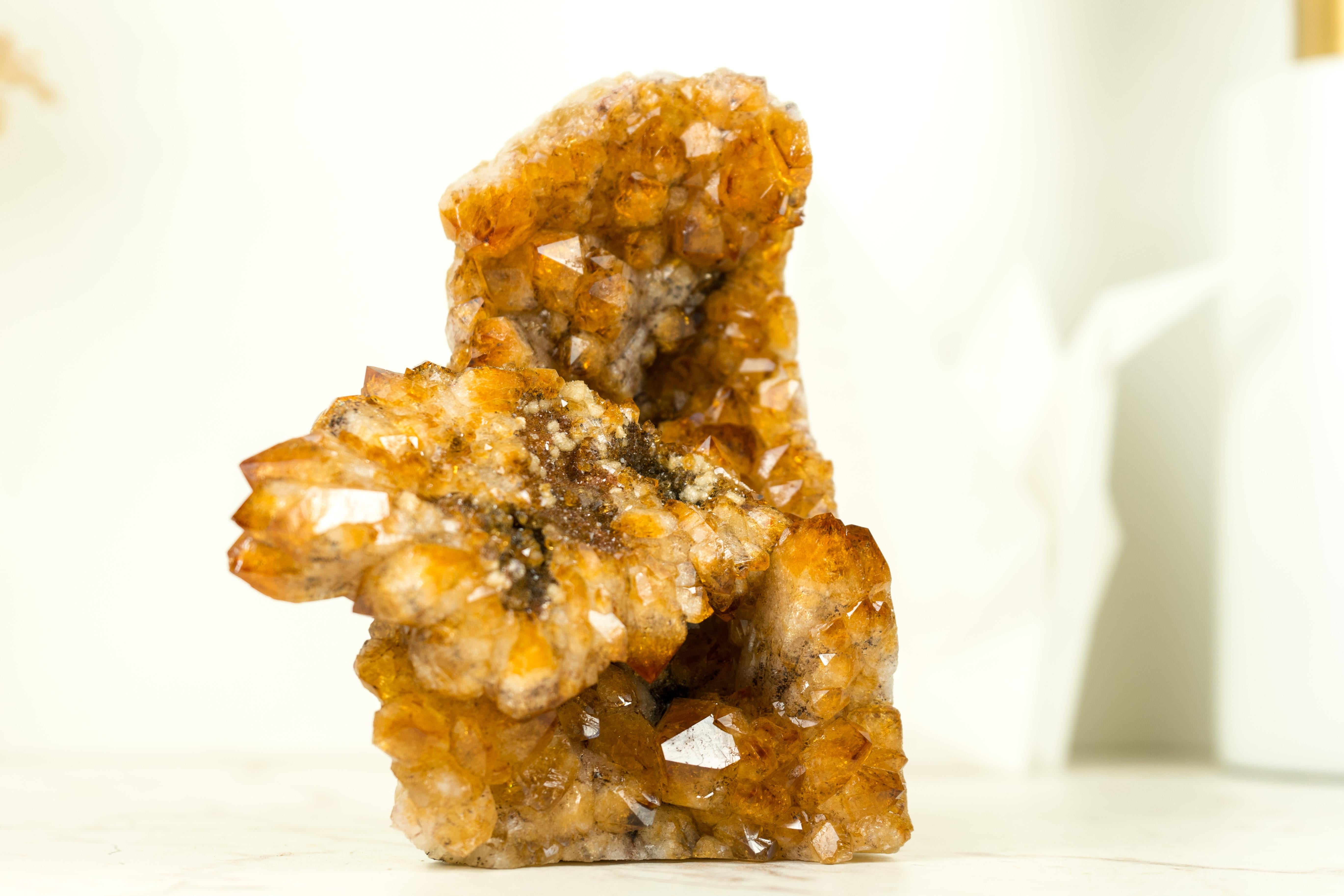 Amethyst Display Grade Citrine Flower Cluster with Madeira Citrine Druzy, Self Standing For Sale