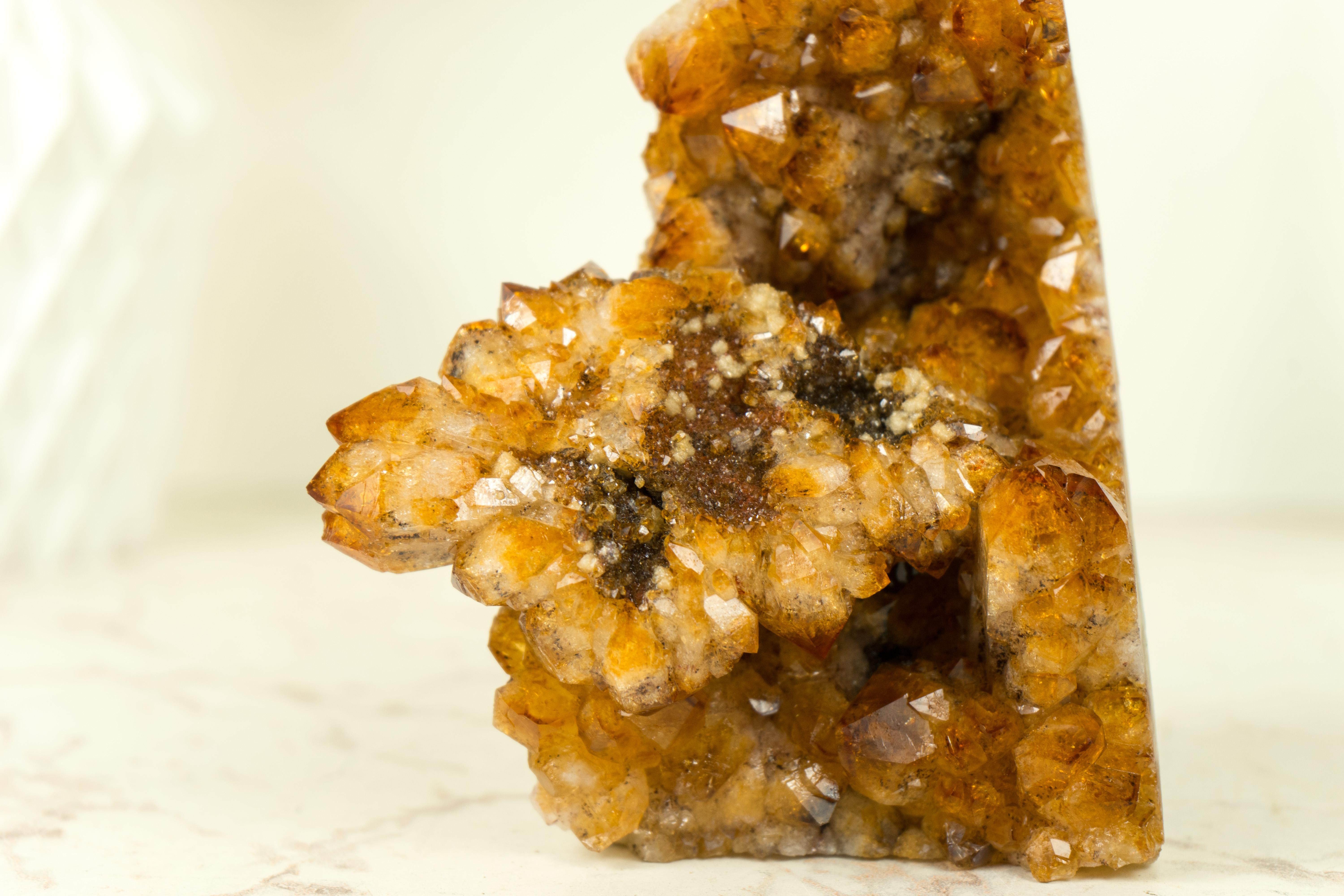 Display Grade Citrine Flower Cluster with Madeira Citrine Druzy, Self Standing For Sale 1