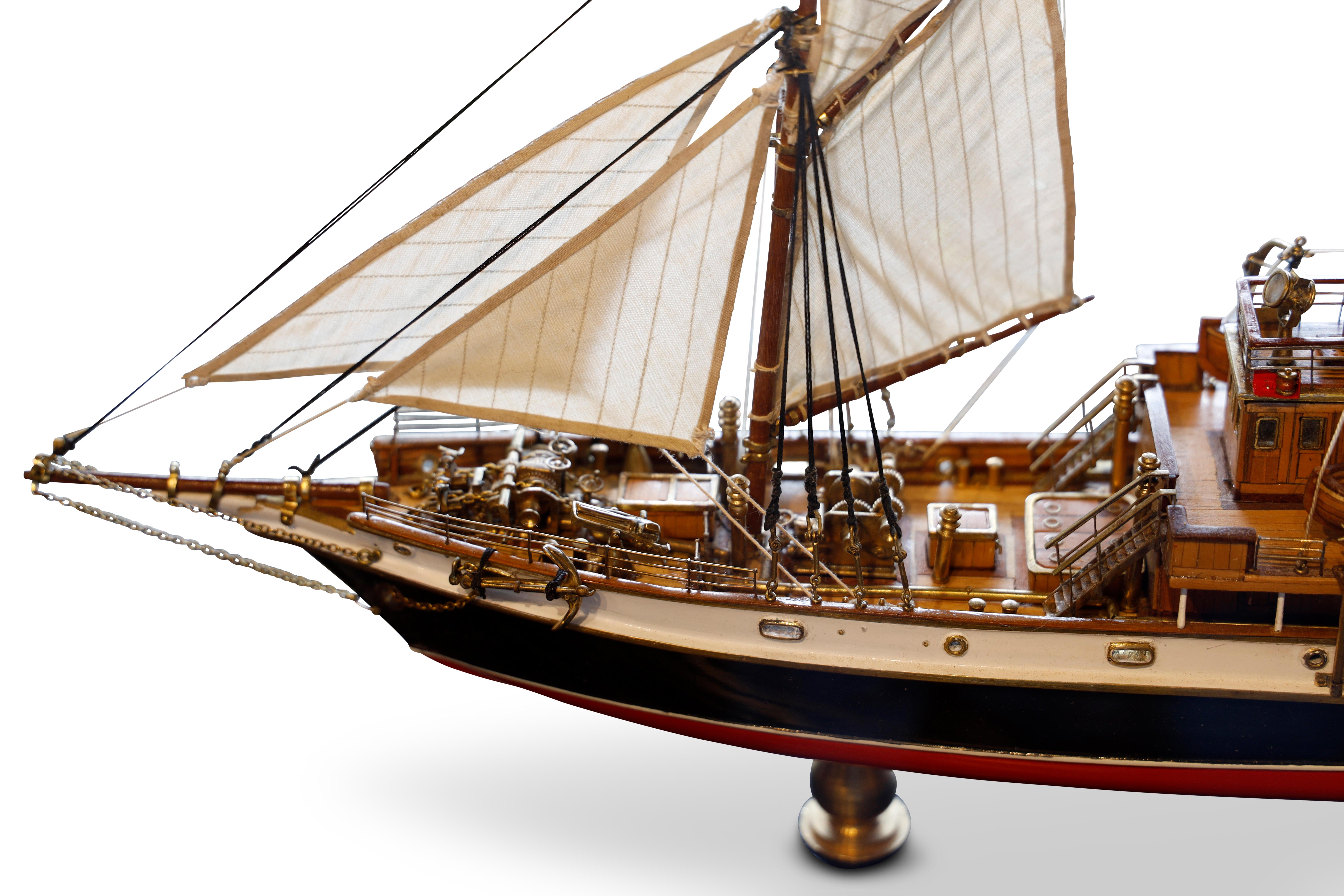 Brass Display Model of a Russian Harbor Patrol Ship For Sale