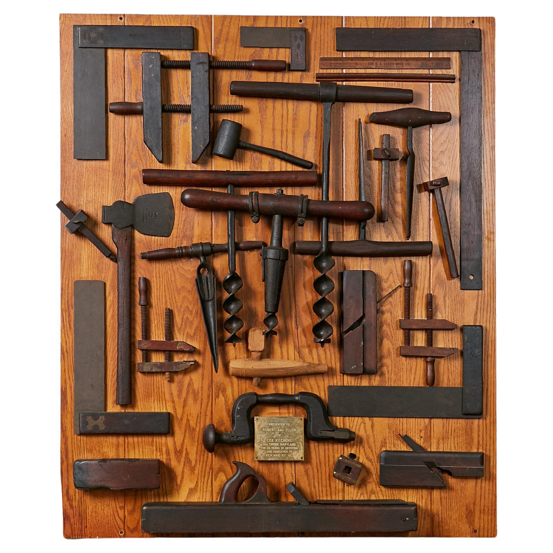 Display of Vintage Carpentry Tools For Sale