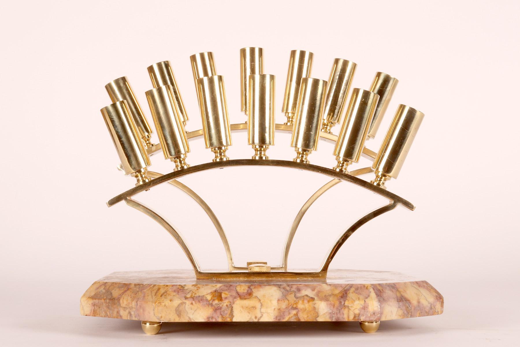 Italian Display stand in breccia marble and brass for walking sticks, Italy 1940. For Sale