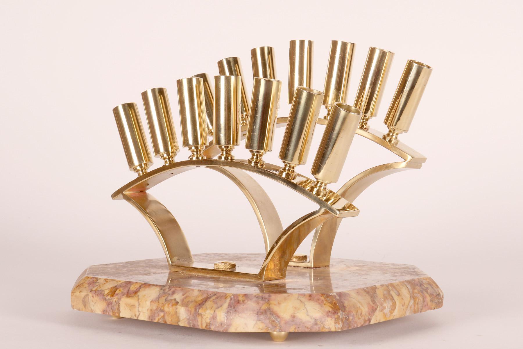 Display stand in breccia marble and brass for walking sticks, Italy 1940. In Good Condition For Sale In Milan, IT