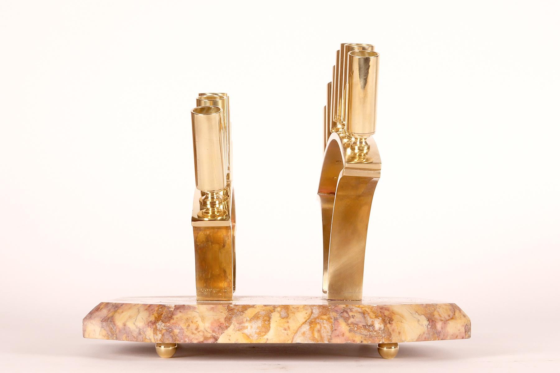 20th Century Display stand in breccia marble and brass for walking sticks, Italy 1940. For Sale
