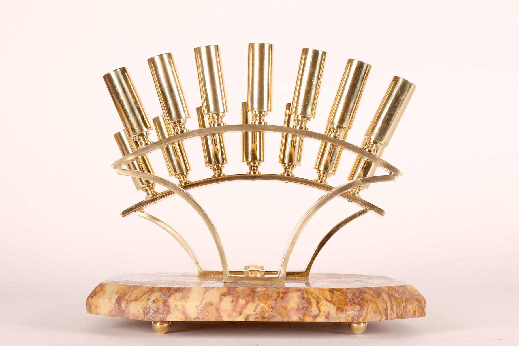 Brass Display stand in breccia marble and brass for walking sticks, Italy 1940. For Sale