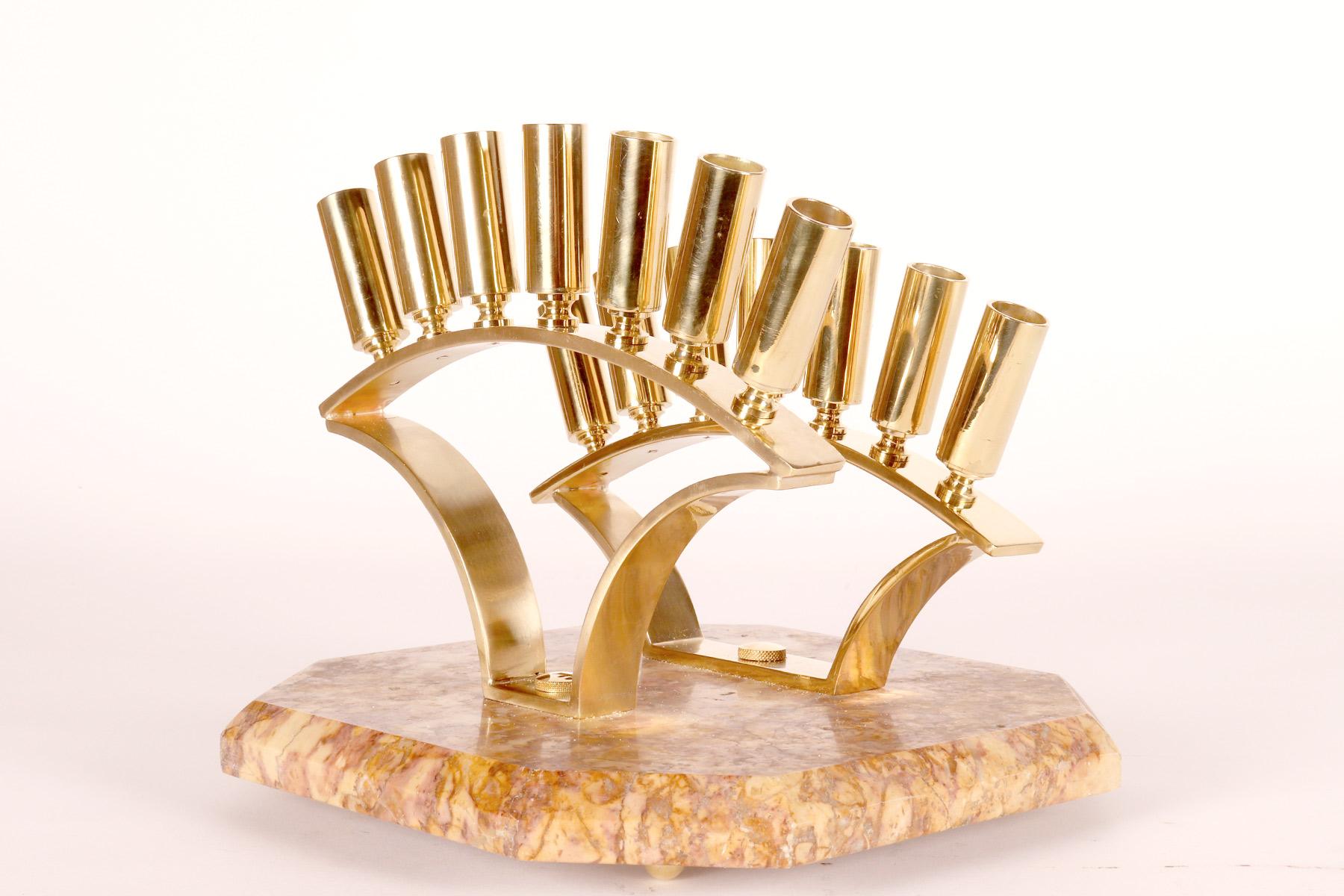 Display stand in breccia marble and brass for walking sticks, Italy 1940. For Sale 1