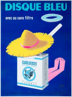 Disque Bleu Gauloises 1956 French Cigarettes Advertising Poster, Henri Favre