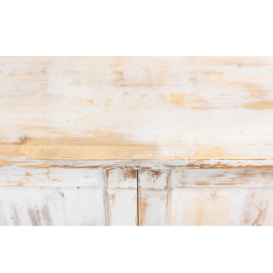 Wood Disrupted White Buffet Cabinet For Sale
