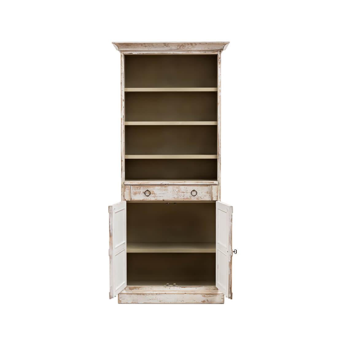 American Classical Disrupted White Colonial Bookcase For Sale