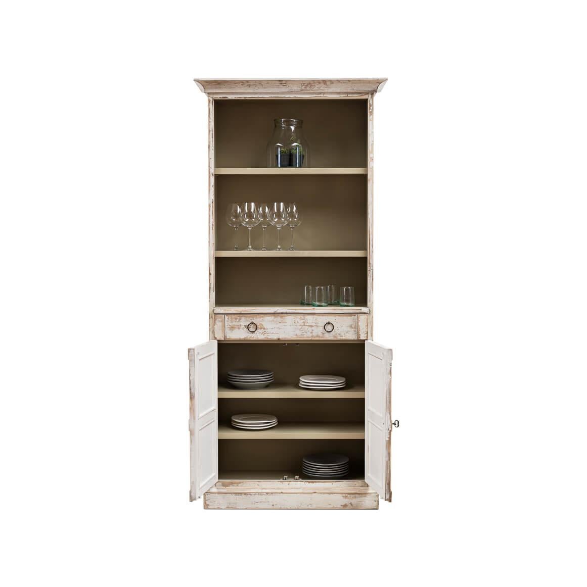 Asian Disrupted White Colonial Bookcase For Sale