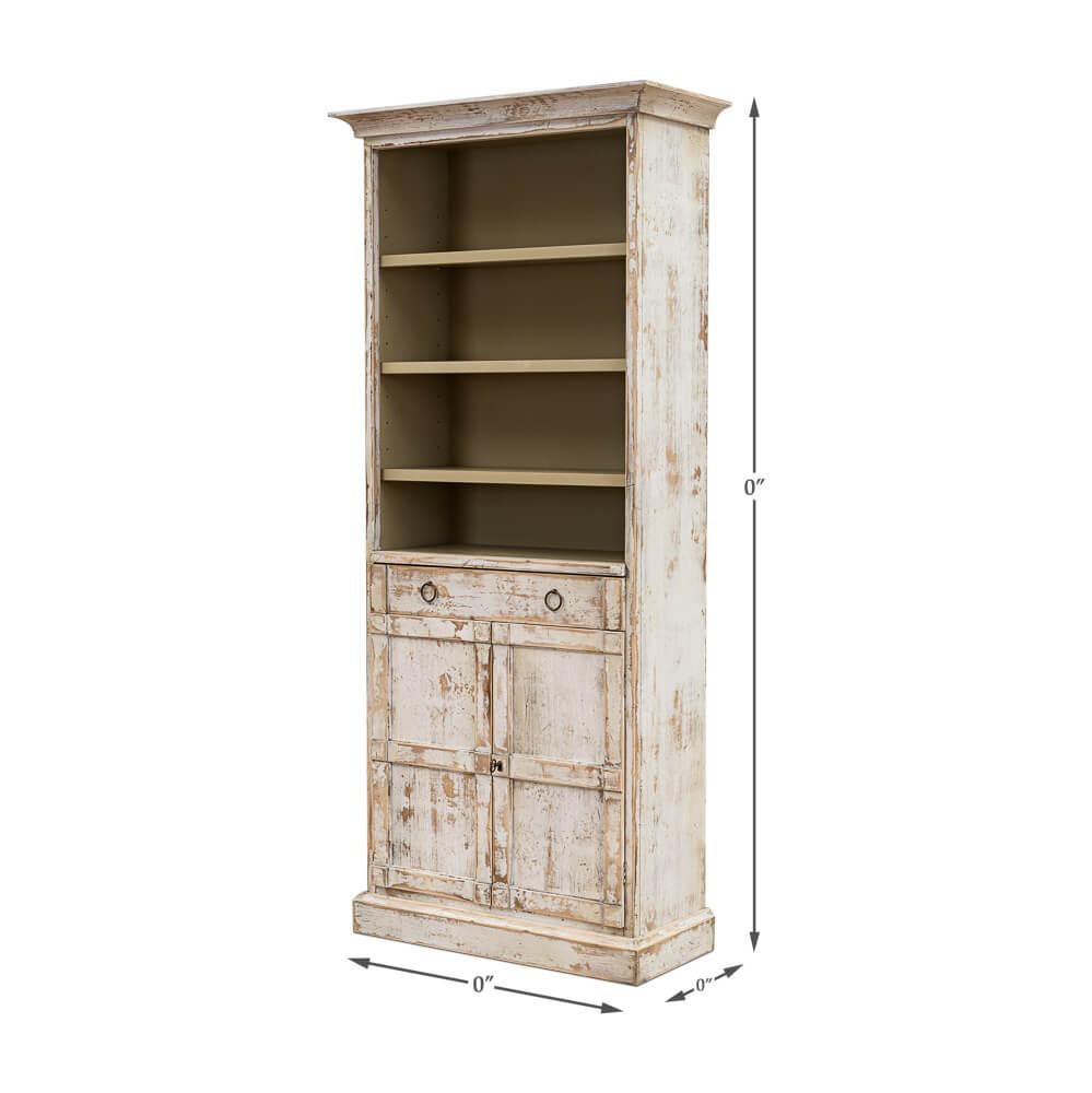 Contemporary Disrupted White Colonial Bookcase For Sale