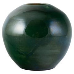 Vintage Dissing Ceramics, Denmark. Unique ceramic vase with glossy green glaze. 
