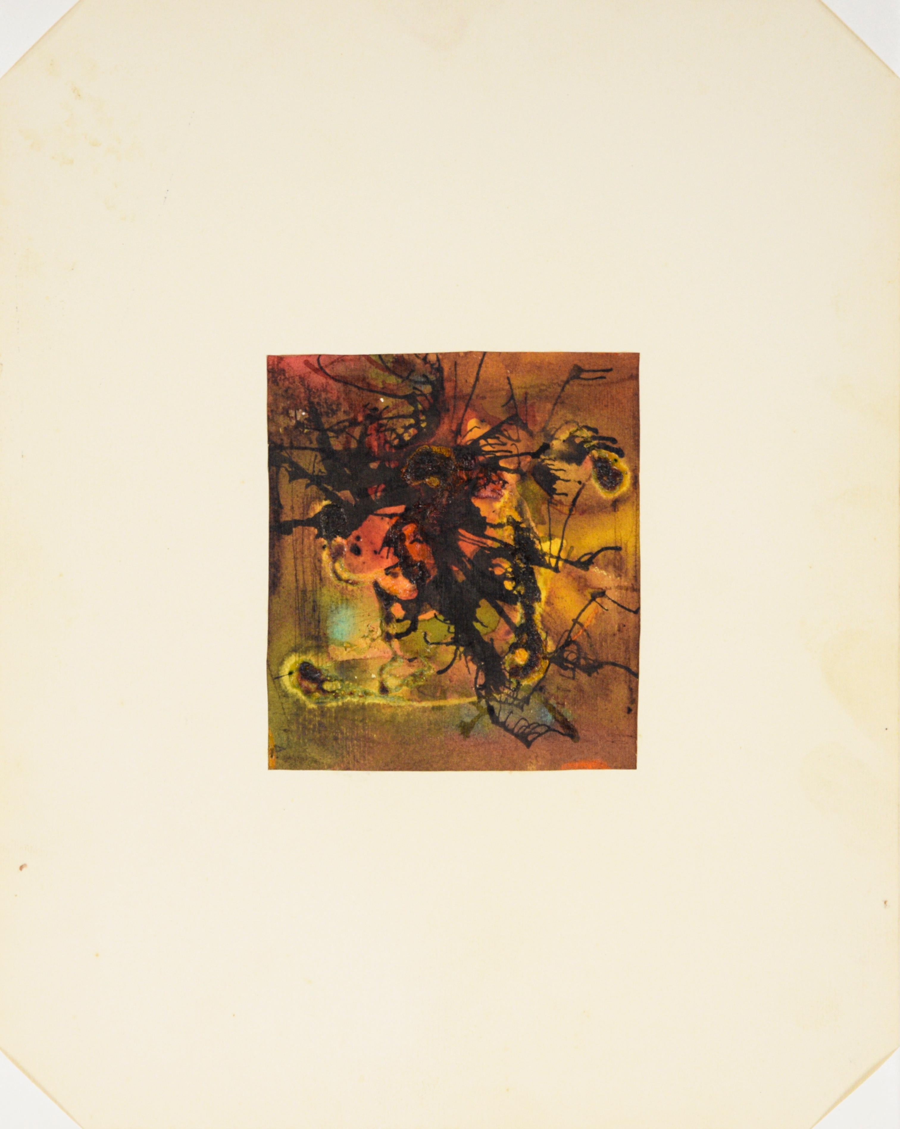 Colored Conversions - Abstract Watercolor and Ink on Paper - Black Abstract Painting by Dister