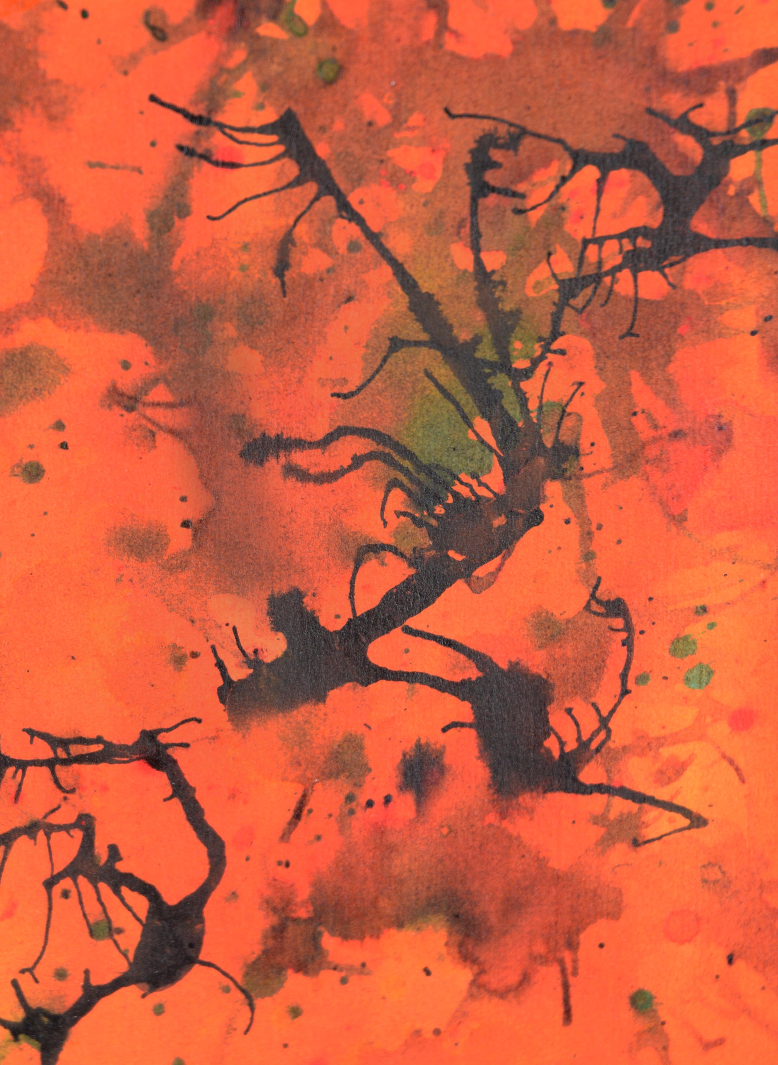 Infusión de Naranja - Acuarela y Tinta sobre Papel - Landscape Painting Negro de Dister