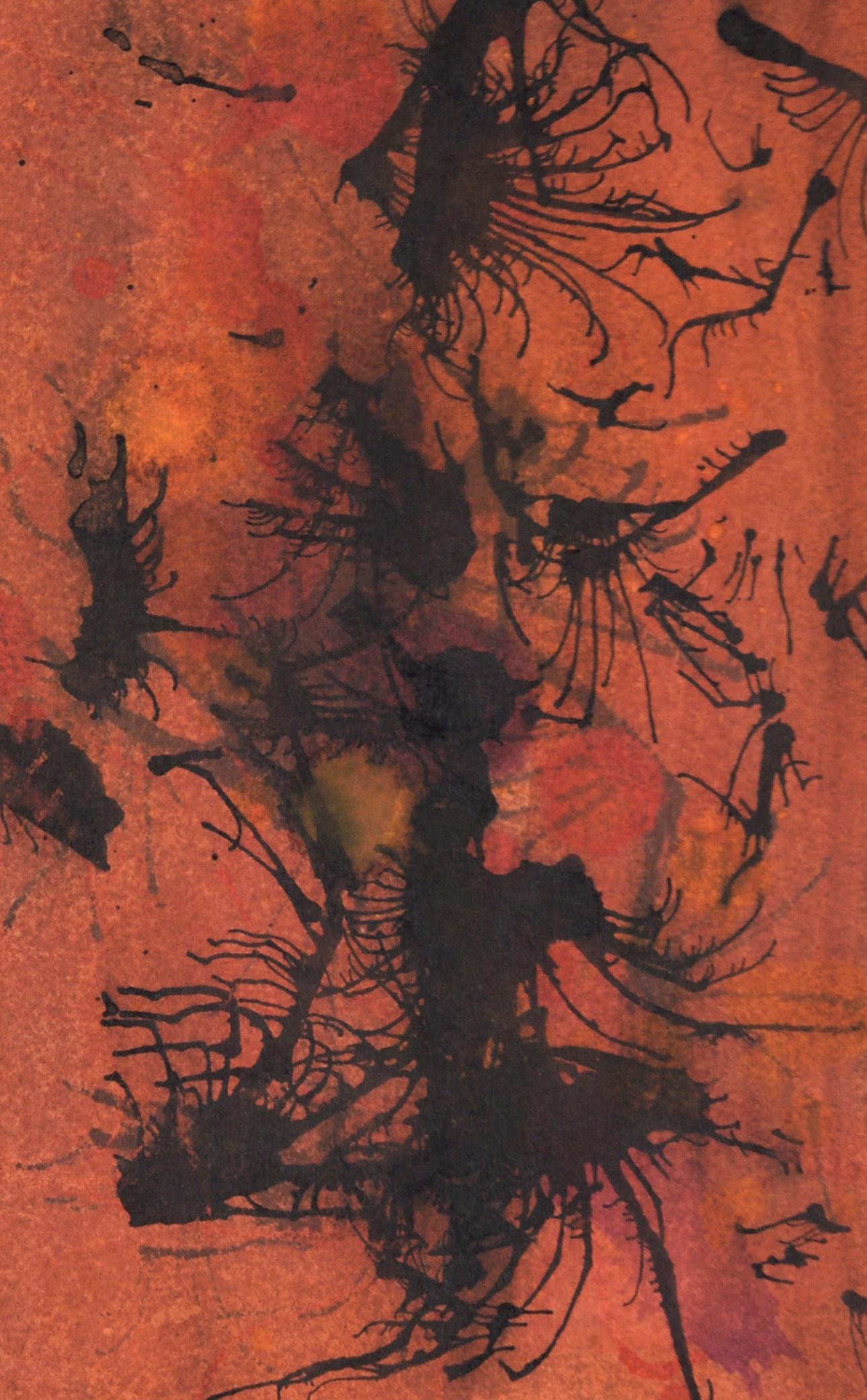 Resilienza - Acquerello astratto e inchiostro su carta - Abstract Painting Nero di Dister