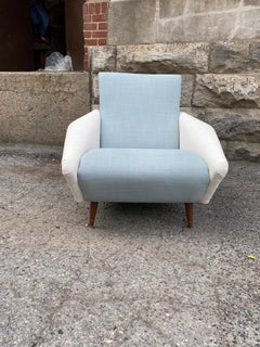 Distex Upholstered and Walnut Armchair Model 807 by Gio Ponti