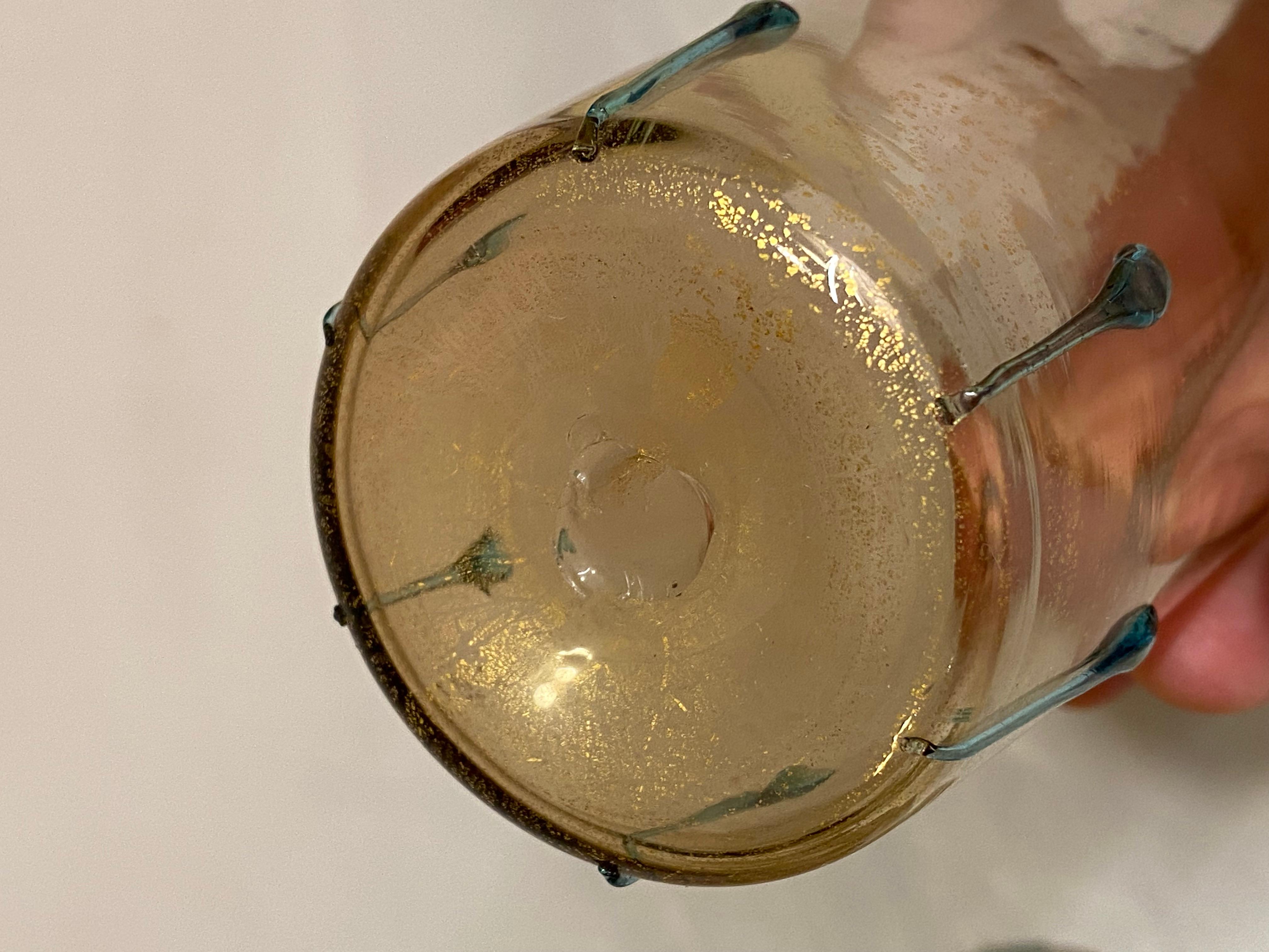 Distinct Murano Hexagonal Aventurine Drinking Glasses, Set of Eight 3