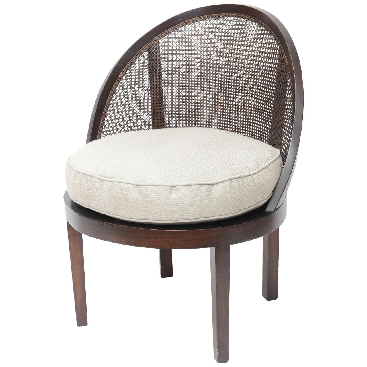 Distinctive Caribbean Style Mahogany Cane Back Chair For Sale