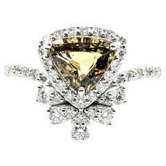 Distinctive Color-Changing Alexandrite & Diamond Halo Ring in Platinum