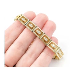 Distinctive Diamond Retro Bracelet in 14k Two-Tone Gold