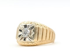 Distinctive European Cut Diamond Ring in 14k Two-Tone Gold