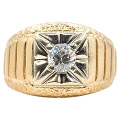 Distinctive European Cut Diamond Ring in 14k Two-Tone Gold