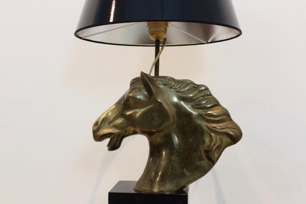 Laiton Lampe de table à tête de cheval 
