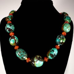 AJD Distinctive Hubei Turquoise Nugget and Carnelian Necklace